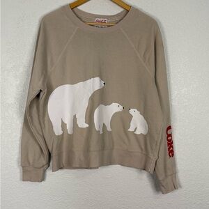Wildfox x Coca Cola polar bear graphic Beige Sweatshirt Cozy Casual Novelty